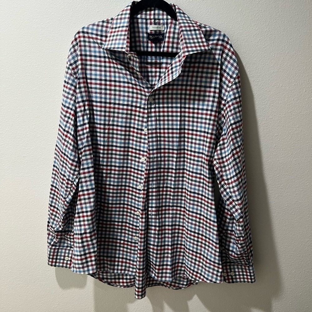 Jos. A. Bank Men’s Plaid Button-Up Shirt, size XL, tailored fit, EUC, casual
